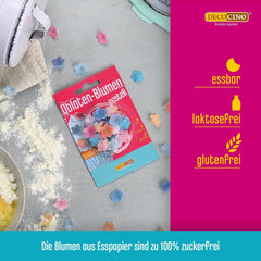 DECOCINO Oblaten-Blumen Pastell - Essbare Blüten Aus Esspapier, Ideal Zum Dekorieren Von Hochzeits-Torten, Geburtstags-Kuchen, Cupcakes Uvm. Glasuren und Dekor Naty Shop