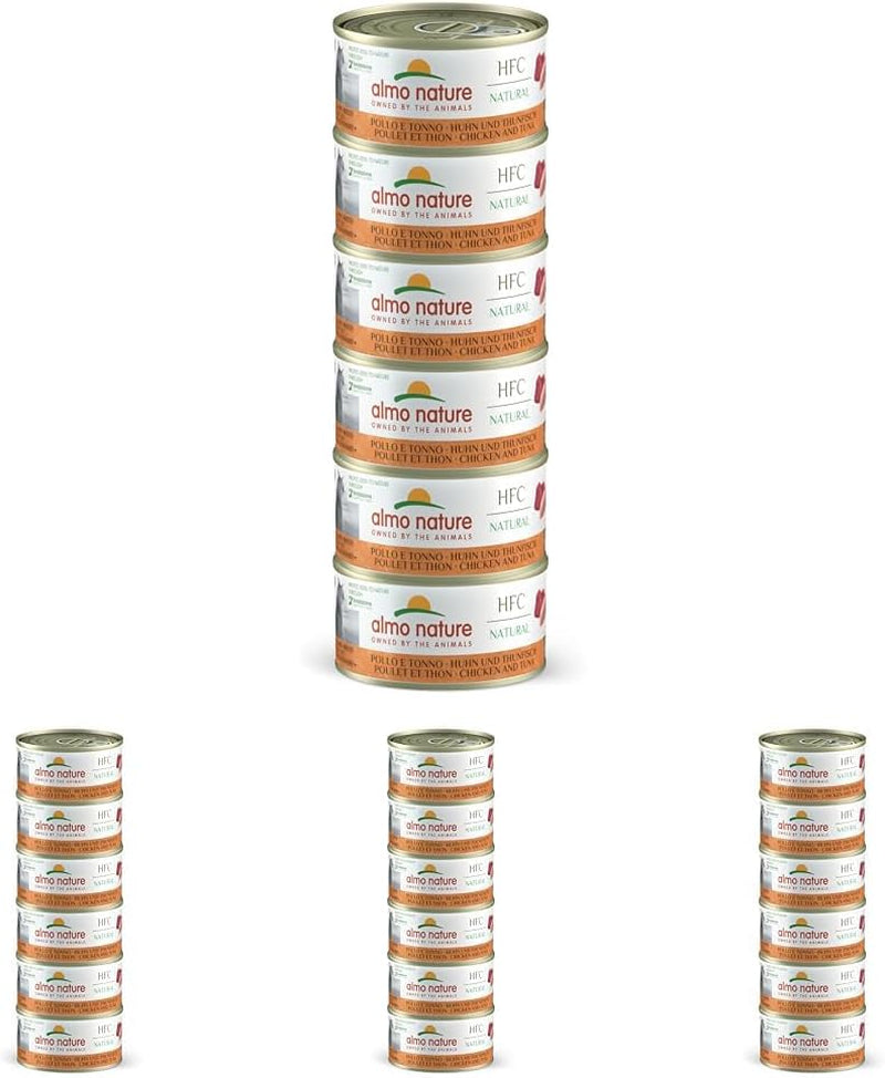 Almo Nature HFC Natural - Hrană umedă pentru pisici adulte - pui și ton - grad uman, fără gluten - 6 X 70G