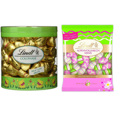 Mini goldene Schokoladenhasen | 700g-Beutel und dekorative Schokoladen-Edition | 180g Beutel | Eier aus hochwertiger Vollmilchschokolade, fröhlich und bunt verpackt, zu Ostern | Osterschokolade