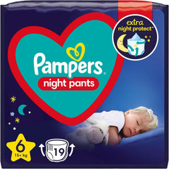 Pampers Night Pants Größe 6 (15+ kg), 19 Windeln, Nachtwindeln bieten Schutz die ganze Nacht Mutter und Baby Naty Shop