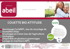 Abeil Bio' Attitude quilt, Ușor, Acoperire din bumbac organic, Umplutură: Poliester Cyclafill® 200 G/M², Lavabil la mașină, Certificat Oeko-Tex, 220 X 240 Cm Plapumi si pilote Naty Shop