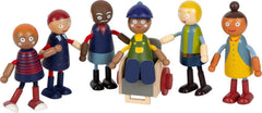 small foot Biegepuppen-Familie Diversität, 6 Puppen aus Holz unterschiedlichen Alters, Geschlechts und Hautfarbe, 12396