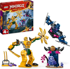 LEGO NINJAGO Arins Kampf-Mech, Ninja-Spielzeug für Kinder ab 4 Jahren. Mit Figuren. Inkl. Erle mit Mini-Katana, Actionfiguren und Mechs, kleines Geschenk für Jungen und Mädchen 71804 Bausets Besuche den LEGO-Store Single