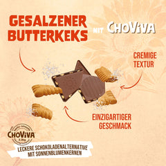 Gesalzene Butterkekse und ChoViva, 80-g-Riegel, hergestellt aus alternativer Schokolade mit Sonnenblumenkernen