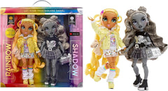 Ediție Specială Rainbow High Shadow High - Gemenele Madison Sunny și Luna - 2 păpuși la modă cu ținute galbene și gri de designer, mix & match, cu accesorii - Pentru colecționari și copii cu vârsta cuprinsă între 4 și 12 ani