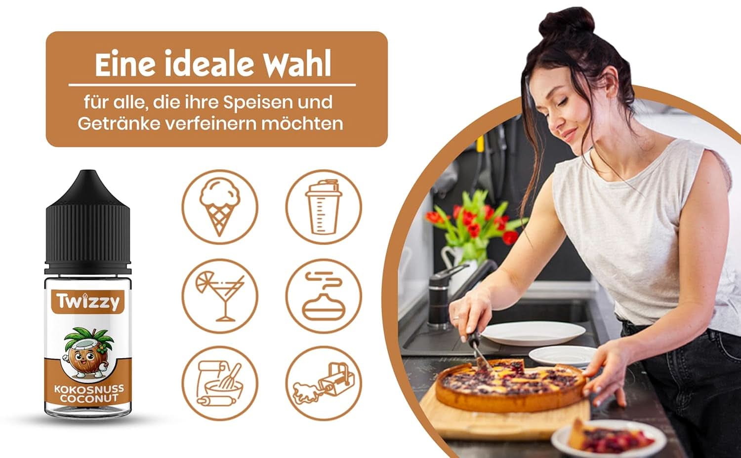 Twizzy Coconut Food Flavouring - Aromă intensă de nuca de cocos, 30 ml Arome Naty Shop