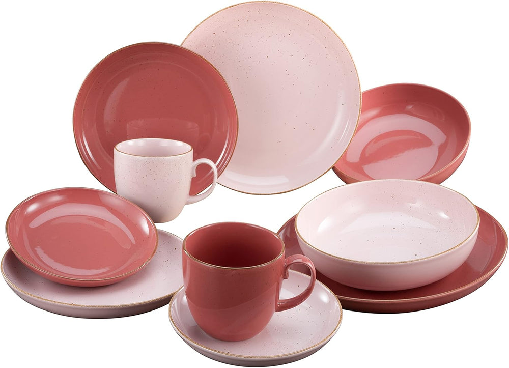 CreaTable, 23581, Serie GIARDINO - TWO, 10-teiliges Geschirrset für 2 Personen, Kombiservice aus Porzellan, spülmaschinen- und mikrowellengeeignet, Made in Europe