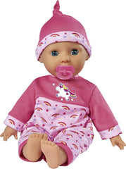 Simba 105140060 - Laura Kitzel Baby, Weichkörperpuppe mit Regenbogenstrampler, macht 25 Babylaute, 38cm, Babypuppe ab 2 Jahre