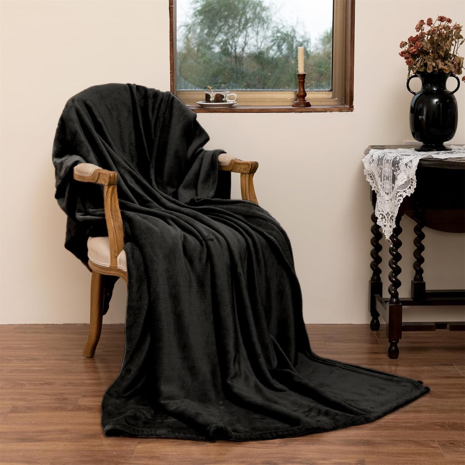 Good Nite Cosy Pătură Pătură pufoasă Pătură de pat Pătură de canapea XL Pătură de locuit Pătură din fleece 150X200Cm Negru Soft Warm Pături Pătură pufoasă Paturi si Cuverturi Good Nite