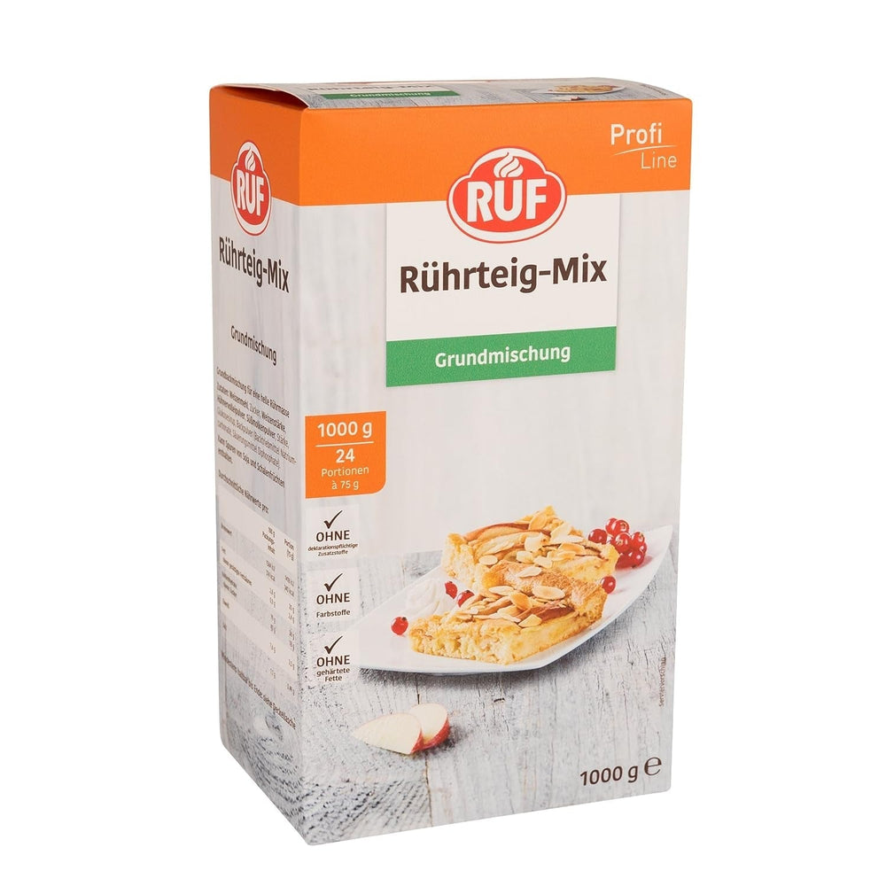 RUF Rührkuchen Backmischung, Nur Wasser & Öl Zugeben, Rezeptur Für Blechkuchen, Kastenkuchen, Muffins, Gugelhupf Und Tortenböden, 1X1000G Mischung zum Backen und Kochen Naty Shop Rührteig 1 Kg (1Er Pack)