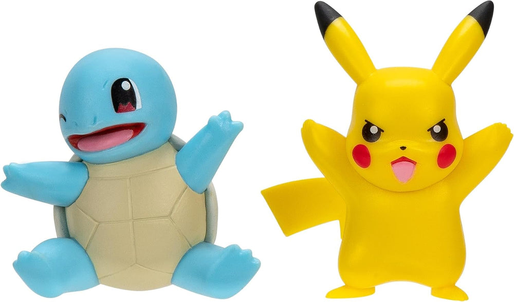 Pokémon PKW3586 – Kampffiguren-Paket – Pikachu und Schiggy, offizielle detaillierte Figuren, je 5 cm. Actionfiguren Naty Shop Pikachu und Schiggy