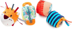 Lilliputiens - Jack Velcro sound roll - Jucărie de activitate colorată pentru bebeluși cu sunete diferite și zornăitoare detașabile - Promovează ascultarea și abilitățile motorii - De la 6 luni - 83064 Jucarii Bebe Naty Shop Titlu implicit