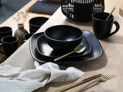 Creatable, 16818, Serie Magic Black Square, 16-Teiliges Geschirrset, Kombiservice Aus Steinzeug, Spülmaschinen- Und Mikrowellengeeignet, Made in Portugal Seturi vesela masa Naty Shop