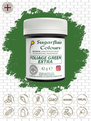 Colorant alimentar Sugarflair Max Concentrated Foliage Green, colorant alimentar foarte concentrat pentru marțipan și fondant, colorant pastă Max Concentrate - 42 g