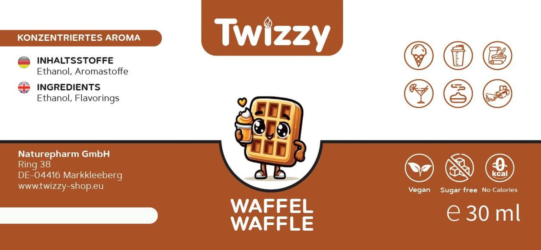 Twizzy Waffle Food Flavouring - 30 ml - Aromă intensă - Ideală pentru coacere Arome Naty Shop