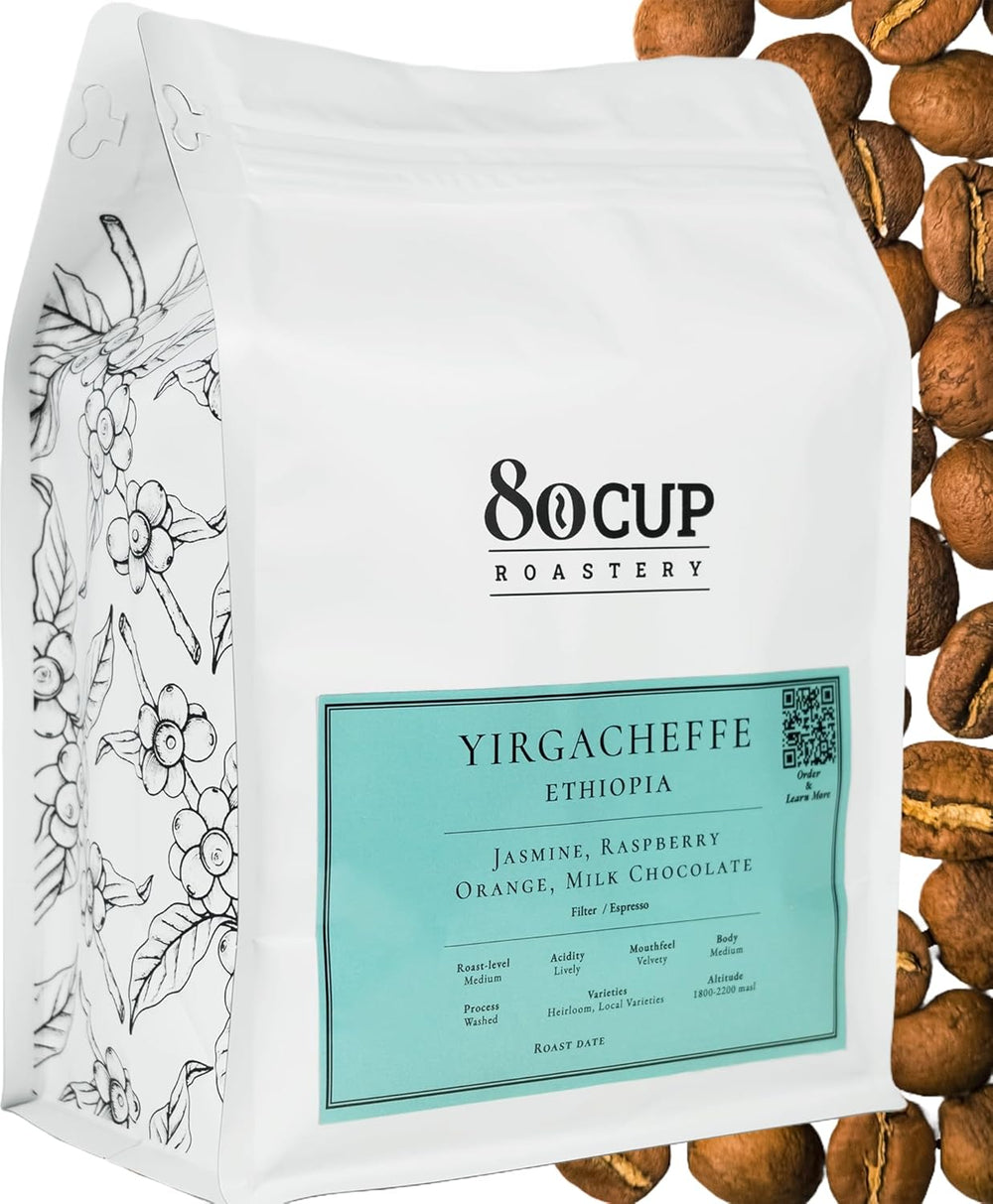 Roasted After Order ~ Freshest Specialty Coffee Beans | 80 CUP Roastery | Ethiopia Yirgacheffe, Single Origin(1kg) Spezialitäten Kaffeebohnen, Frisch Geröstet