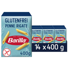 Barilla Penne Rigate glutenfreie Pasta aus köstlichem Mais und Reis – perfekt für Menschen mit Zöliakie oder Glutenunverträglichkeit (14 x 400 g)
