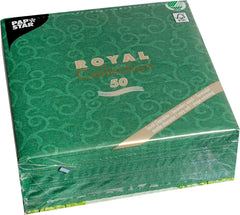 Papstar, 50 șervețele "ROYAL Collection" 1/4-fold 40 Cm X 40 Cm verde închis "Casali", #84884