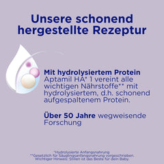 Aptamil HA 1 – Formulă de lapte praf pentru sugari de la naștere, cu DHA, fără lactoză, fără ulei de palmier, hrană pentru bebeluși, lapte praf, 1 x 800 g