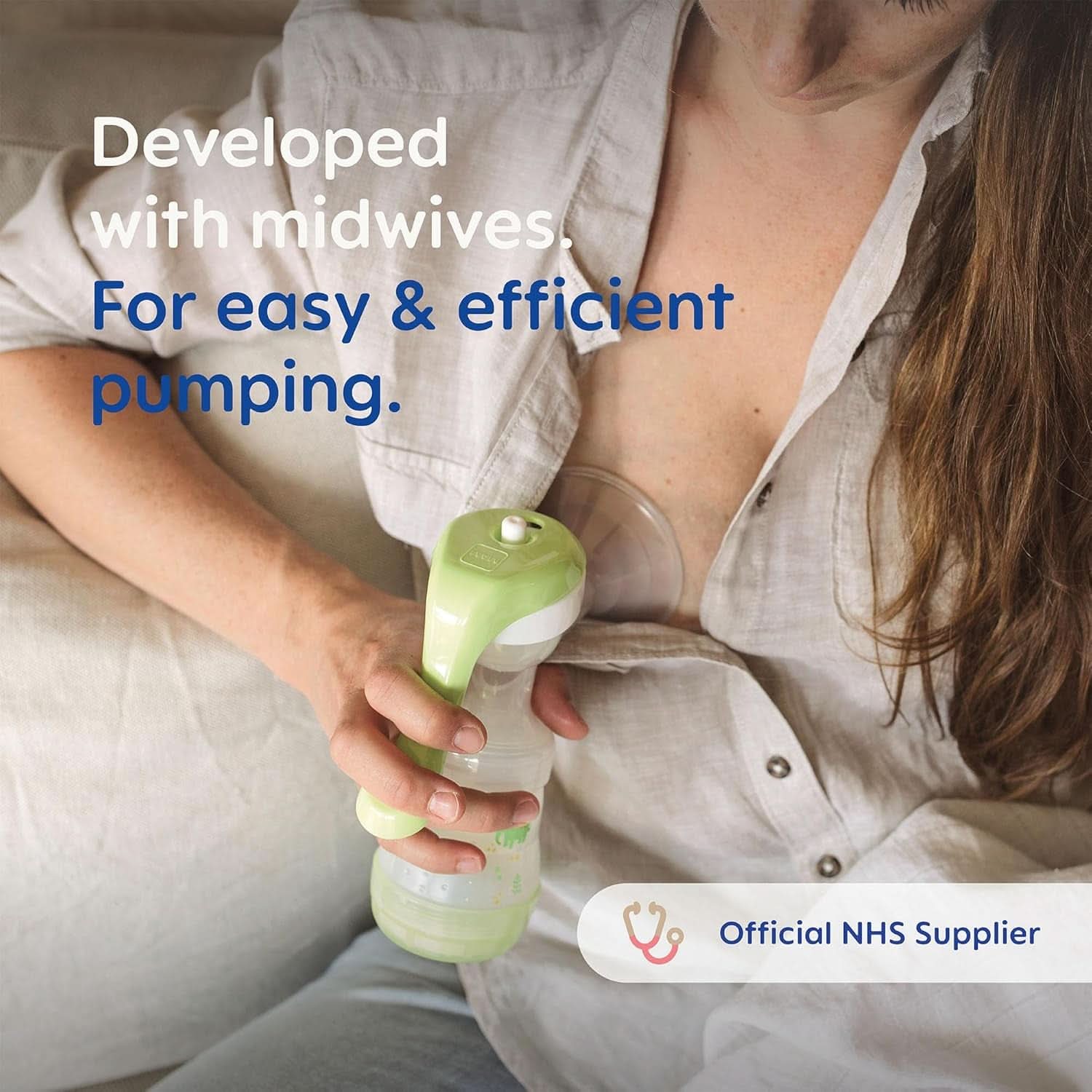 Pompă de sân de mână MAM - pompă de sân confortabilă și compactă pentru lapte matern care include 1 biberon anti-colici MAM Easy Start Accesorii Hrana si Alaptare Bebe Naty Shop