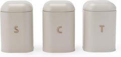 Set de recipiente SALTER BW13729EU7 Pebble pentru ceai, cafea și zahăr – Recipiente de depozitare pentru blaturi, recipiente pentru blaturi de bucătărie, recipiente cu marcaj din oțel carbon