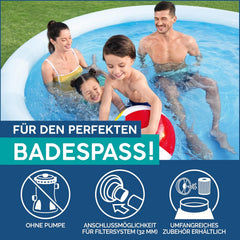 Bestway Fast Set Pool, ohne Pumpe, blau, 366 x 76 cm, ohne Zubehör