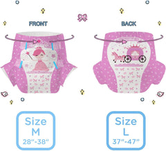 CutiePlusU Erwachsenenwindeln, 10 Stück, Einweg-Inkontinenzhöschen mit Laken für Damen und Herren, maximale Saugfähigkeit über Nacht – Kleine Prinzessin (große Größe 94–119 cm)