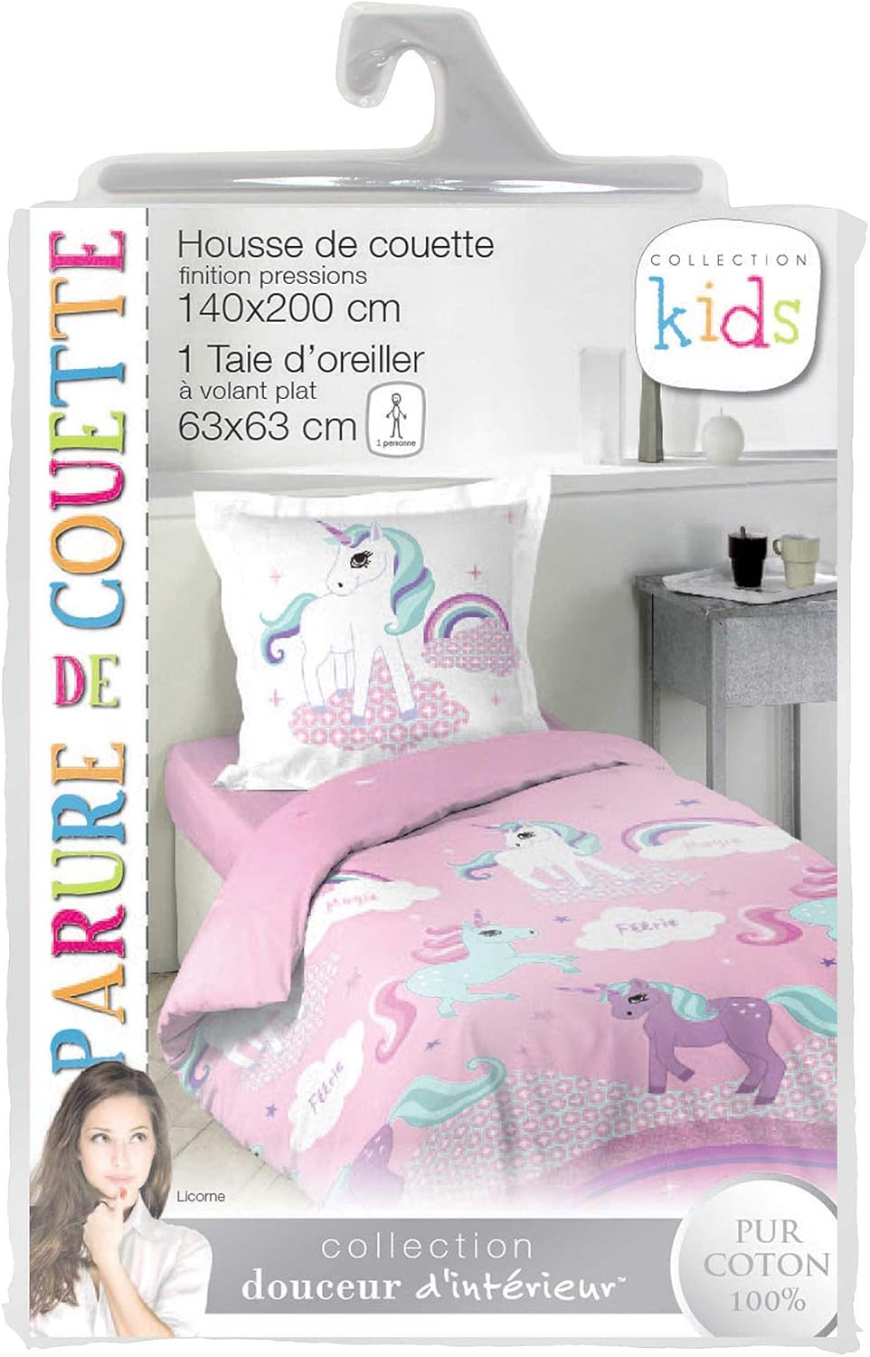 Lenjerie de pat Unicorn cu față de pernă, bumbac Lenjerie de pat - copii Naty Shop