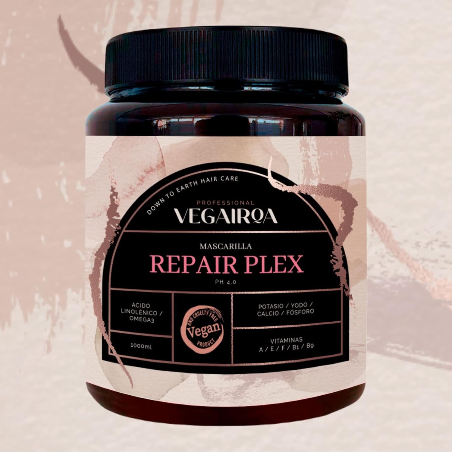 VEGAIROA - Repair Plex Mask - Mască pentru reparații extreme - Hidratare și hrănire - Protecție împotriva încrețirii - Pentru păr tratat chimic - Produs profesional vegan de coafură - 1000 g Masca de par Naty Shop