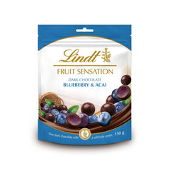 Lindt Chocolate Sensation Fruit Blueberry und Acai | 150 g | Dunkle Schokoladenkugel mit raffinierter Fruchtfüllung auf Apfelbasis | Geschenk aus Schokolade | Schokoladengeschenk