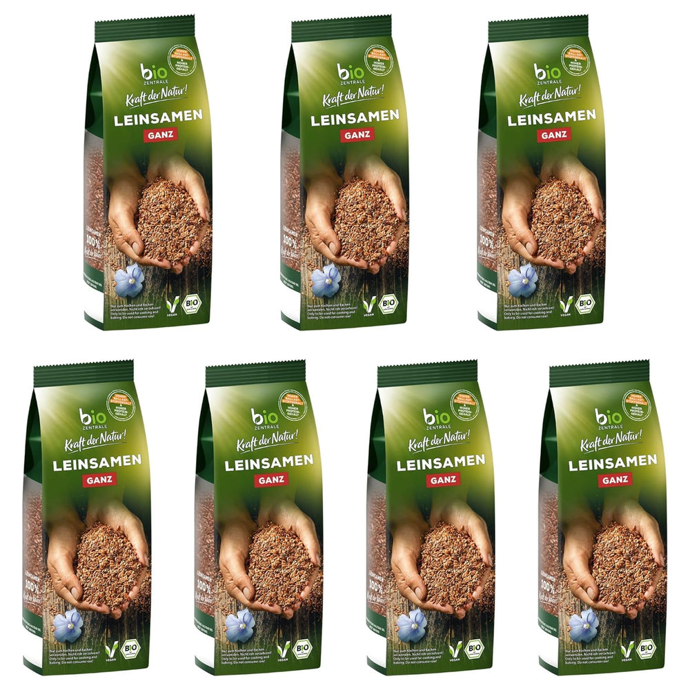 Biozentrale ganze Leinsamen | 7 x 400g Bio-Leinsamen | Ideal für Joghurt, Müsli und Brot | Alternative zu Flohsamen, Hanfsamen und Chiasamen