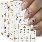 JMEOWIO Nagelsticker Blumen Glitzer 9 Blatt Nail Art Sticker Selbstklebend Nagelaufkleber Frühling Sommer Blumen Dekoration Nageldesign Zubehör