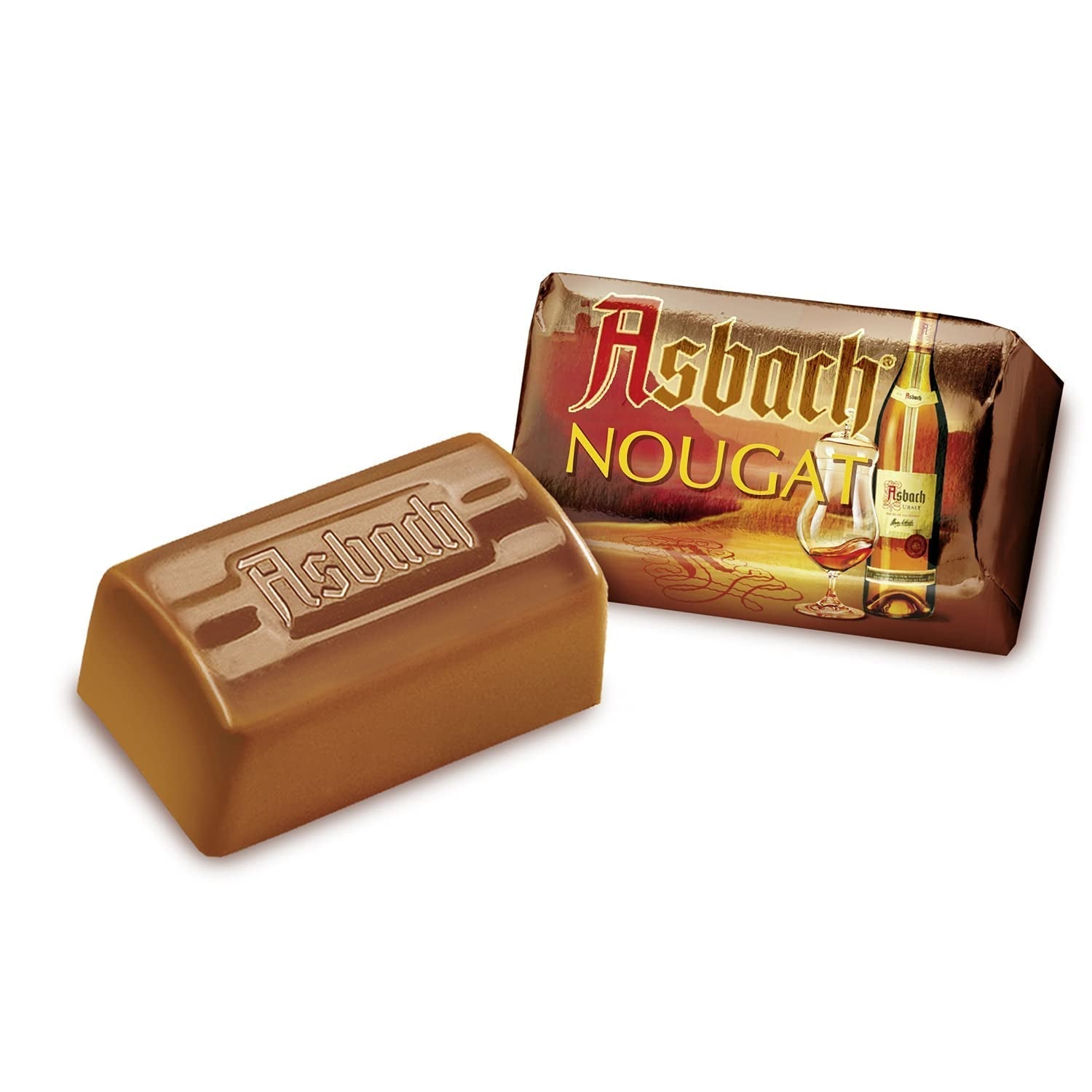 RCP Asbach Praline Mix, cu și fără crustă, umplutură lichidă, alcoolică, cadou minunat, 2 X 125 grame Bomboane de Ciocolata Naty Shop