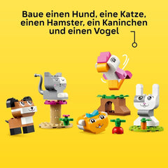 LEGO Classic Creative Animals, Box mit bunten Steinen, Baustein-Tierfiguren wie Hund, Katze, Hase, Hamster und Vogel, Konstruktionsspielzeug für Jungen und Mädchen ab 5 Jahren 11034 Bausets Besuchen Sie den LEGO-Store