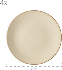 Set de veselă MÄSER 931736 pentru 4 persoane în aspect vintage mediteranean, serviciu combinat cu 16 piese în gri nisipos, ceramică, gri nisipos