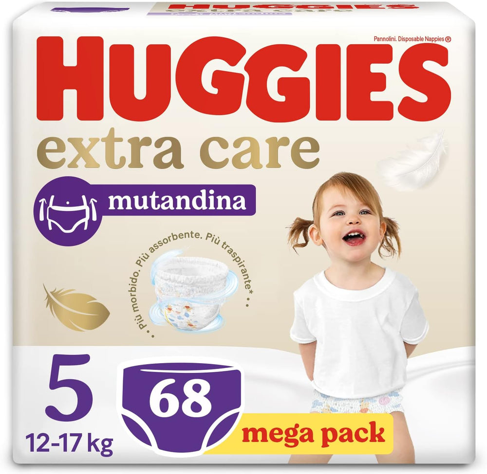 Huggies Extra Care Windeln, ultra saugfähig, Größe 5 (12-17 kg), 68 Stück