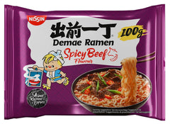 Nissin Demae Ramen – Scharfes Rindfleisch, 10er-Pack Instant-Nudeln nach japanischer Art mit Rindfleischgeschmack und asiatischen Gewürzen, schnell und einfach asiatisches Essen zubereiten (10 x 100 g)
