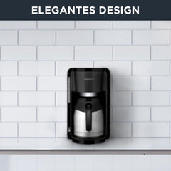 Espressor cu filtru Rowenta Adagio, carafă termică din oțel inoxidabil, menține cafeaua caldă până la 4 ore, capacitate 10-15 cești, capacitate 1,25 l, coș filtru detașabil, oprire automată, negru, CT3818