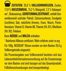 Nesquik Choco Waves, knuspriges Frühstück mit Schokoladenwellen, 330 Gramm Cereals Naty Shop