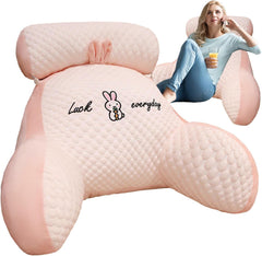 Pernă de citit, pernă de pat, pernă de spate extra mare pentru adulți 70x50cm pentru citit cu rolă detașabilă pentru gât și braț de susținere, pernă de citit confortabilă pentru pat și canapea (roz, extra mare)