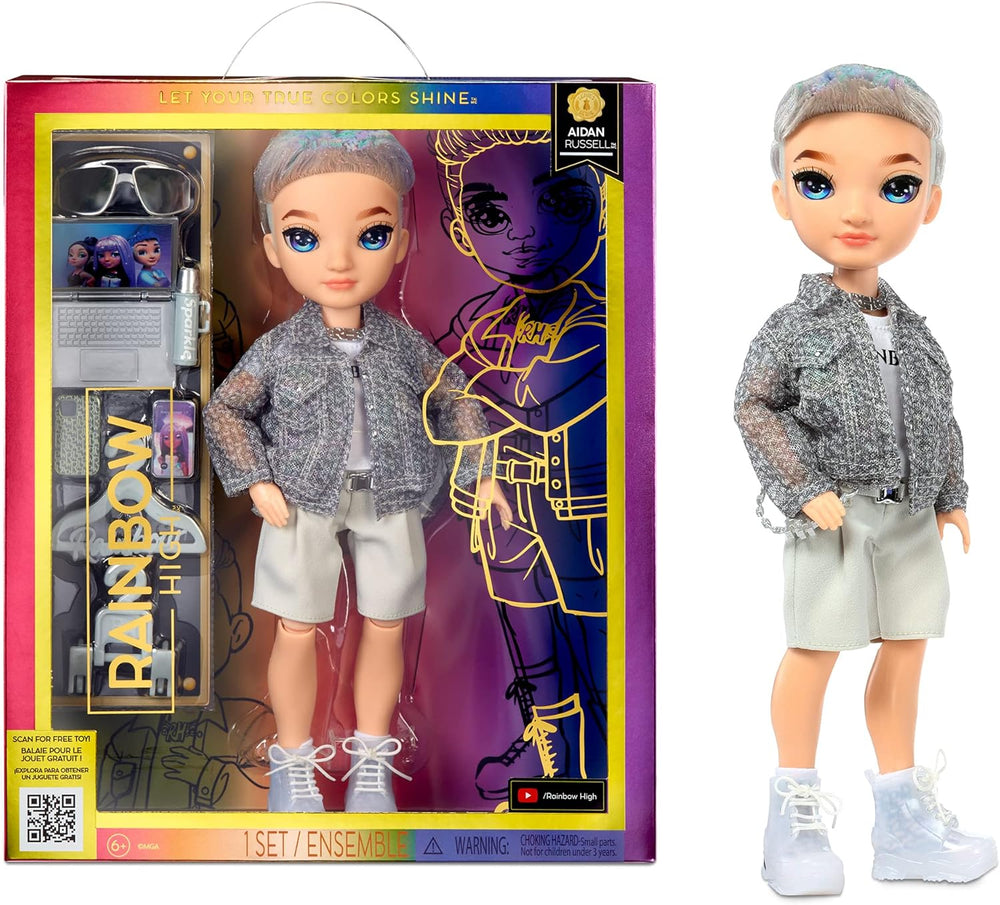 Rainbow High Modepuppe – Aidan Russel - Lila Junge Puppe – Modisches Outfit & 10+ Bunte Spiel-Accessoires - Für Sammler und Kinder von 4-12 Jahren