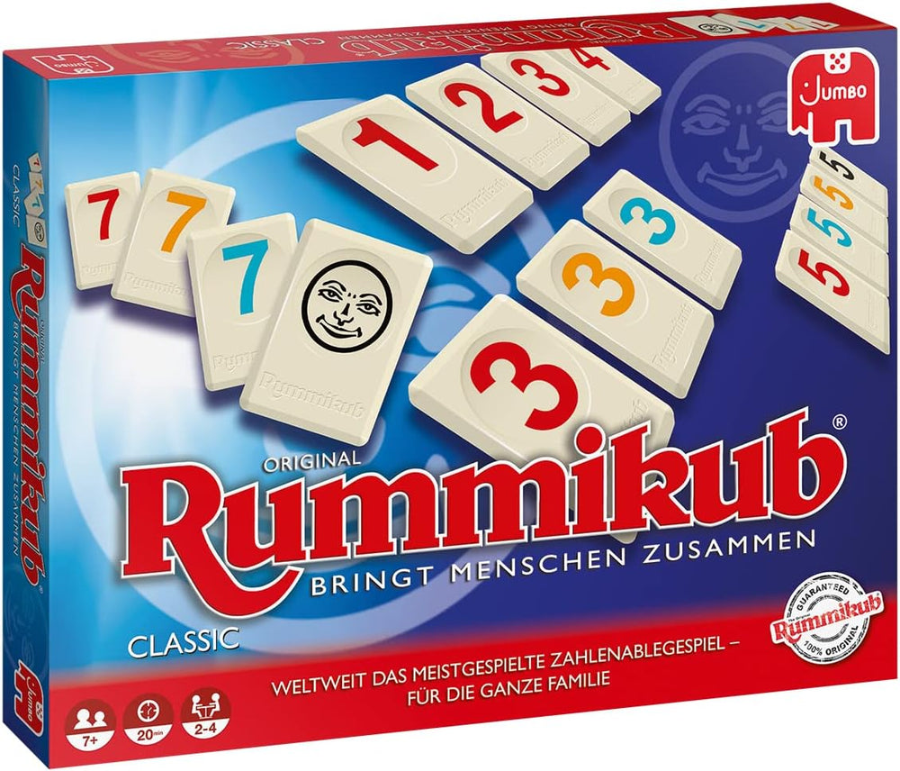 Jumbo Spiele Original Rummikub Classic – der Spieleklassiker unter den Gesellschaftsspielen – für Erwachsene und Kinder ab 7 Jahren JUM17571 Mehrfarbig 2,7 x 3,7 cm