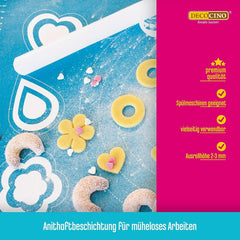 DECOCINO Ausrollstab – 3-teilig, ca. 23 cm lang – antihaftbeschichter als Teigrolle zum Ausrollen von Marzipan, Blütenpaste, Roll-Fondant