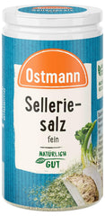Ostmann Gewürze - Selleriesalz | Zum Verfeinern zährlicher herzhafter Gerichte | Recyclebare, nachfüllbare Streudose | 50 g in ein Sieb geben