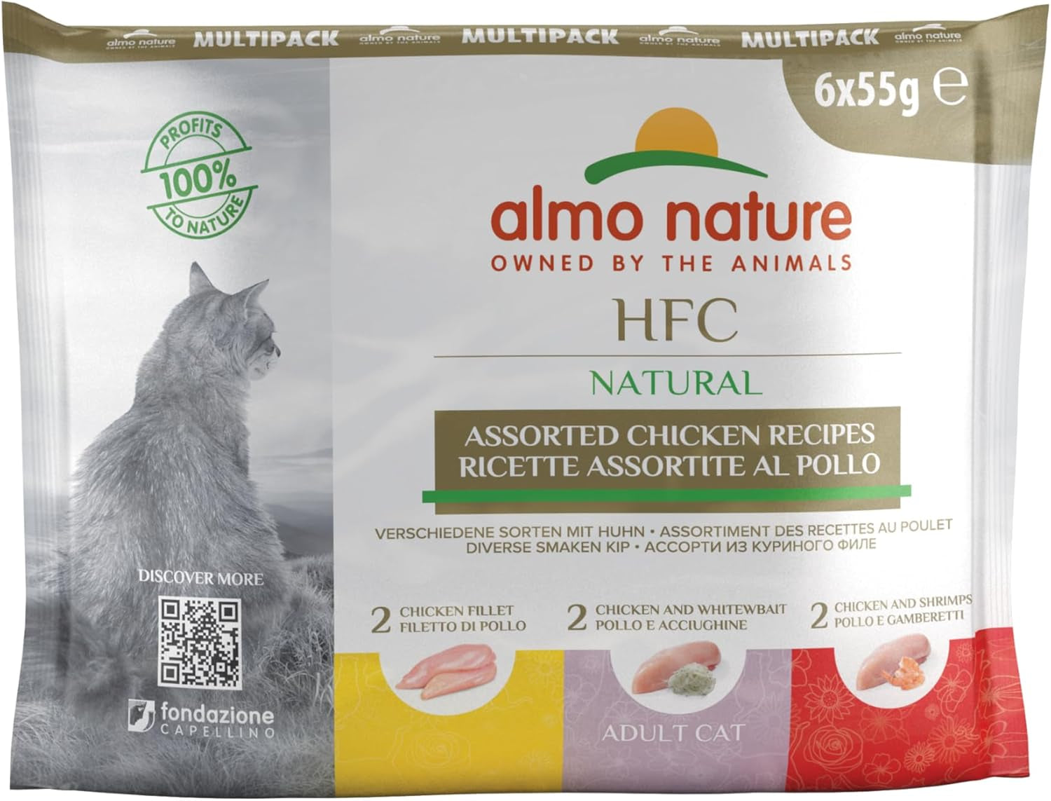 Almo Nature Multipack Hrană umedă pentru pisici HFC Natural - 3 varietăți cu pui 6 X 55G, 1Pack (1 X 0.330 Kilograme)