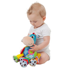 Pachet cadou cu activități Playgro Clip Clop Sensory Garden – jucărie senzorială pentru grădină pentru bebeluși de la 0 luni – jucărie interactivă cu zornăitoare, inel de dentiție și prieten pentru cărucior – 4 piese
