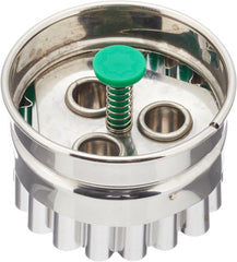 Städter 954053 Linzer Formă de biscuiți cu 3 găuri și ejector, mică, oțel inoxidabil, argintiu/verde, 4,8 x 4,8 x 4,8 cm
