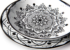 Excelsa Boheme Noir Teller-Set, 18-teilig, Porzellan, Schwarz