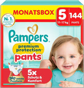 Pampers Premium Protection Pants Größe 5, 144 Windeln, 11 kg – 17 kg, mit 360°-Anpassung und weichen Anti-Leck-Bündchen für optimalen Komfort und Schutz