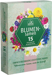 Nojus Blumensamen-Set – 15 Packungen Blumensamen – Gartenblumensamen – bunte Pflanzensamen – Wildblumensamen – 15 Sorten Blumensamen – ideales Blumensamen-Geschenk